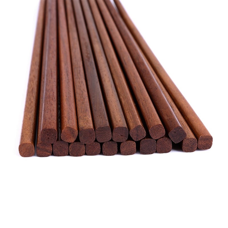 Mannice 10 Pairs Wooden Chopsticks Reusable Chop Sticks Dishwasher Safe Chinese Wooden Chopsticks Handmade Chopstick Natural Health for Cooking Eating Restaurants ,Korean & Japaness Style,Portable Long Brown - Image 1
